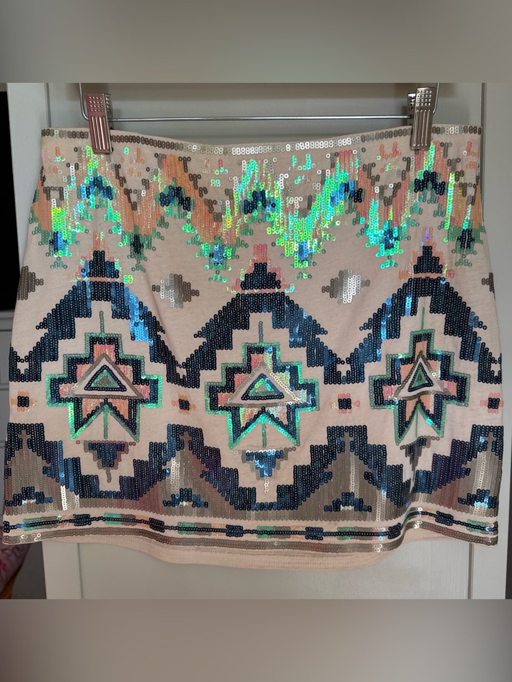 Express Sequin Ikat Mini Skirt Multicolor Size M‎